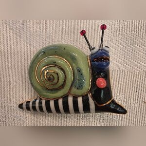 Vintage Jewelry 10 Colorful Snail Pin Handmade Cynthia Chuang & Erh-Ping Tsai